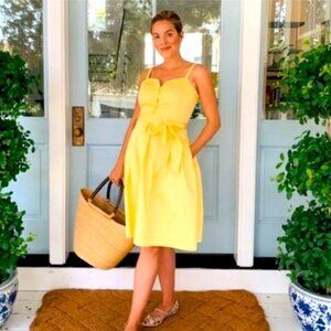 Gal Meets Glam Francesca Marigold Fit and Flare Sleeveless Dress Yellow 2 NWT